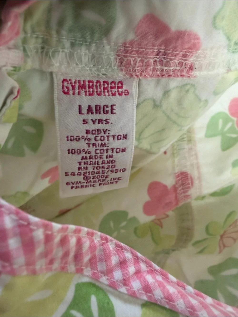 Gymboree White Dress with Pink & Lime Green Floral Frog Print
